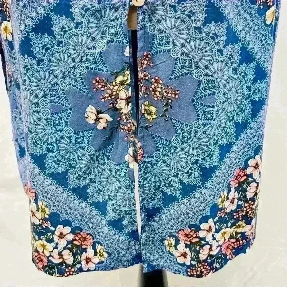 Fig and Flower Blue Floral Crochet Midi Sleeveless Women’s Dress Size XL - Picture 6 of 14